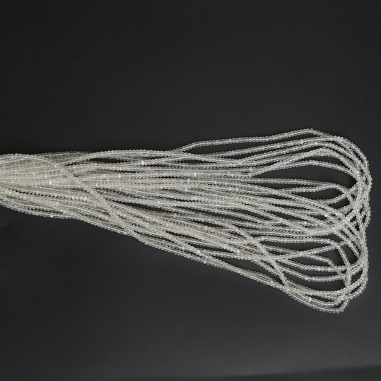 Natural White Moonstone Micro Faceted Rondelle Beads, 3 mm, White Moonstone Rondelle Beads, 18 Inch Full Strand, Price Per Set