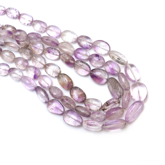 Cacoxenite Amethyst Smooth Tumble Beads, 7.5x9.5 to 12.5x15.5 mm, Amethyst Jewelry Making Beads, 18 Inch Strand, Price Per Strand