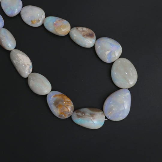 Australian Opal Smooth Tumble Beads, 10x13 mm to 22x29 mm, Opal Jewelry Making Beads, 20 Inches Strand, Price Per Strand