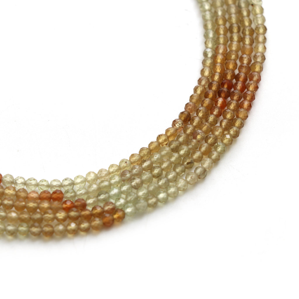 Grossular Garnet Micro Faceted Roundel Beads, Grossular Garnet Micro Beads, 2.5 mm, Garnet Jewelry, 13 Inch Full Strand, Price Per Strand - National Facets, Gemstone Manufacturer, Natural Gemstones, Gemstone Beads