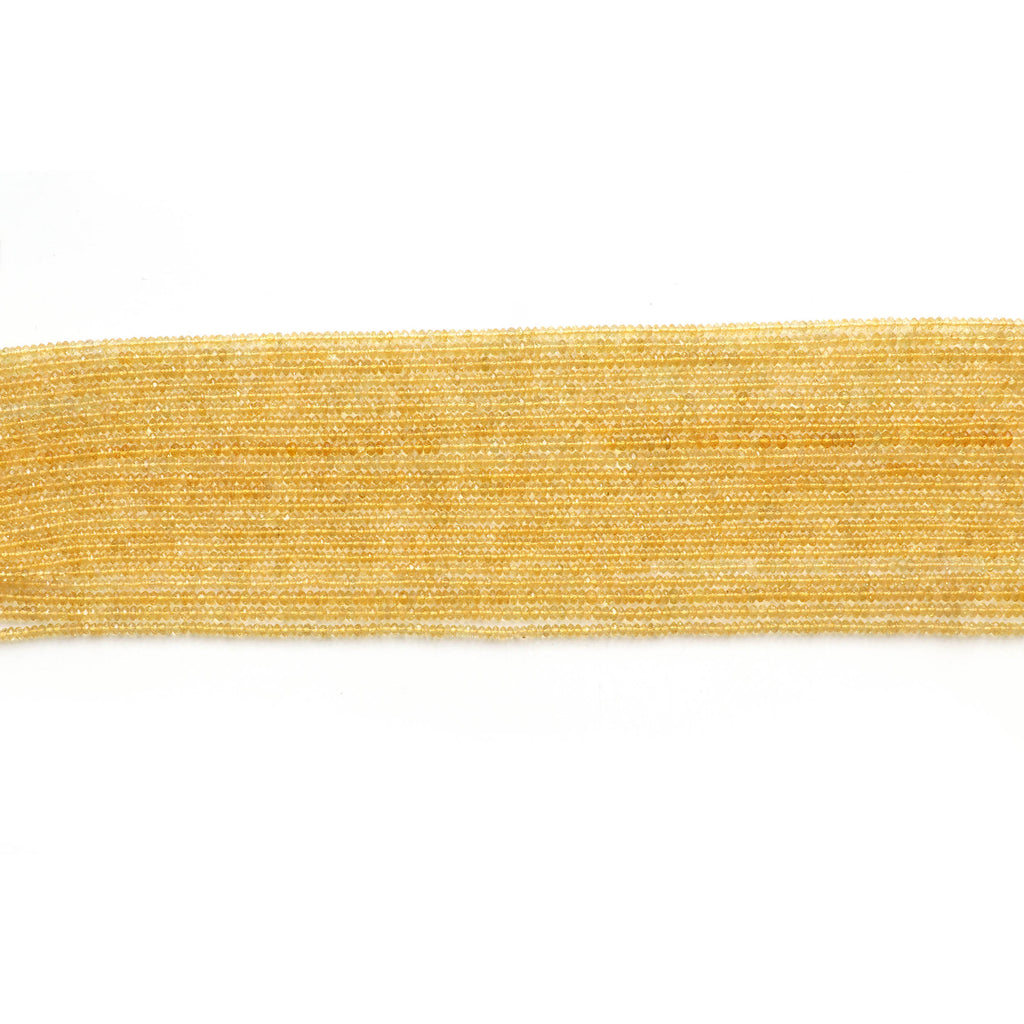 Golden Aquamarine Micro Faceted Rondelle Beads, 3.5 mm, Golden Aquamarine Micro Beads, Golden Beryl Jewelry, 14 Inch, Price Per Strand - National Facets, Gemstone Manufacturer, Natural Gemstones, Gemstone Beads