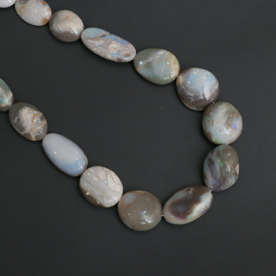 Australian Opal Smooth Tumble Beads, 6.5x8 mm to 15.5x22 mm, Opal Jewelry Making Beads, 19 Inches Strand, Price Per Strand