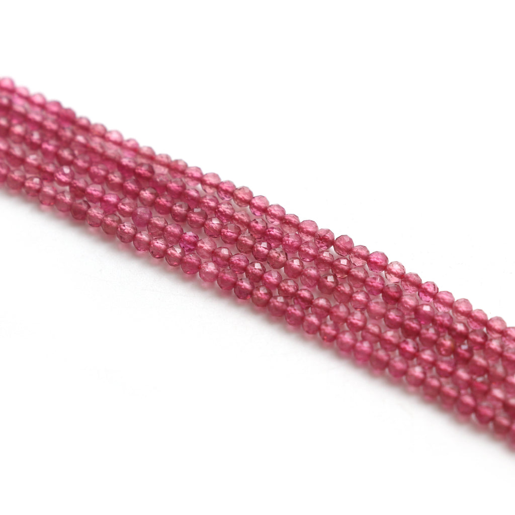 Pink Tourmaline Micro Faceted Roundel Beads - 2.5 mm - Pink Tourmaline Jewelry,  13 Inch, Full Strand, Price Per Strand - National Facets, Gemstone Manufacturer, Natural Gemstones, Gemstone Beads