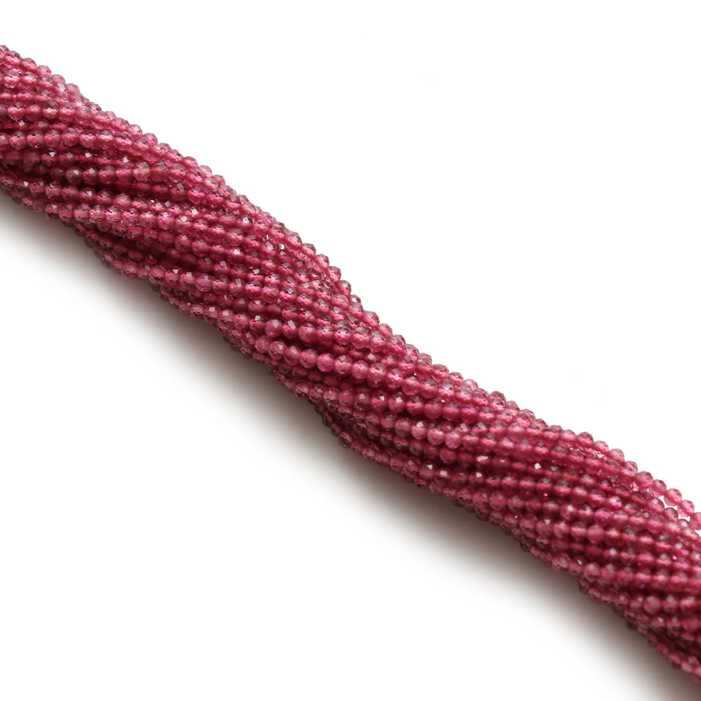 Pink Tourmaline Micro Faceted Roundel Beads - 2.5 mm - Pink Tourmaline Jewelry,  13 Inch, Full Strand, Price Per Strand - National Facets, Gemstone Manufacturer, Natural Gemstones, Gemstone Beads