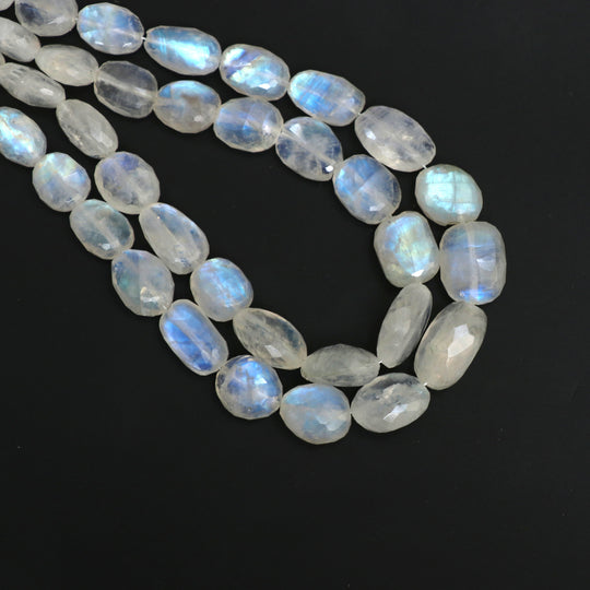 Rainbow Moonstone Faceted Tumble Beads, 5x7mm To 12x16mm, Moonstone Jewelry Making Beads, 18 Inch Full Strand, Price Per Strand