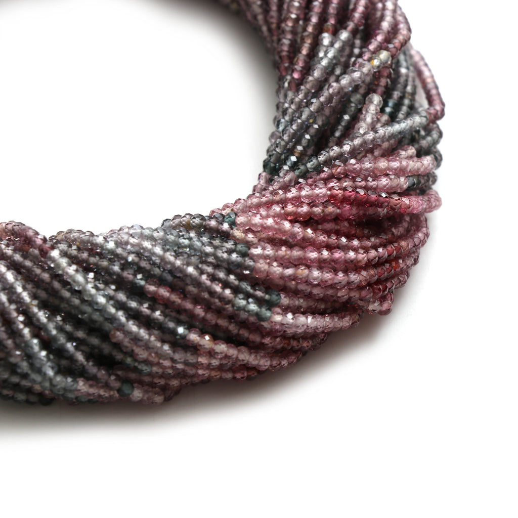 Multi Spinel Micro Faceted Roundel Beads - 3 mm - Multi Spinel Micro Beads , Multi Spinel Jewelry 16 Inch Full Strand, Price Per Strand - National Facets, Gemstone Manufacturer, Natural Gemstones, Gemstone Beads