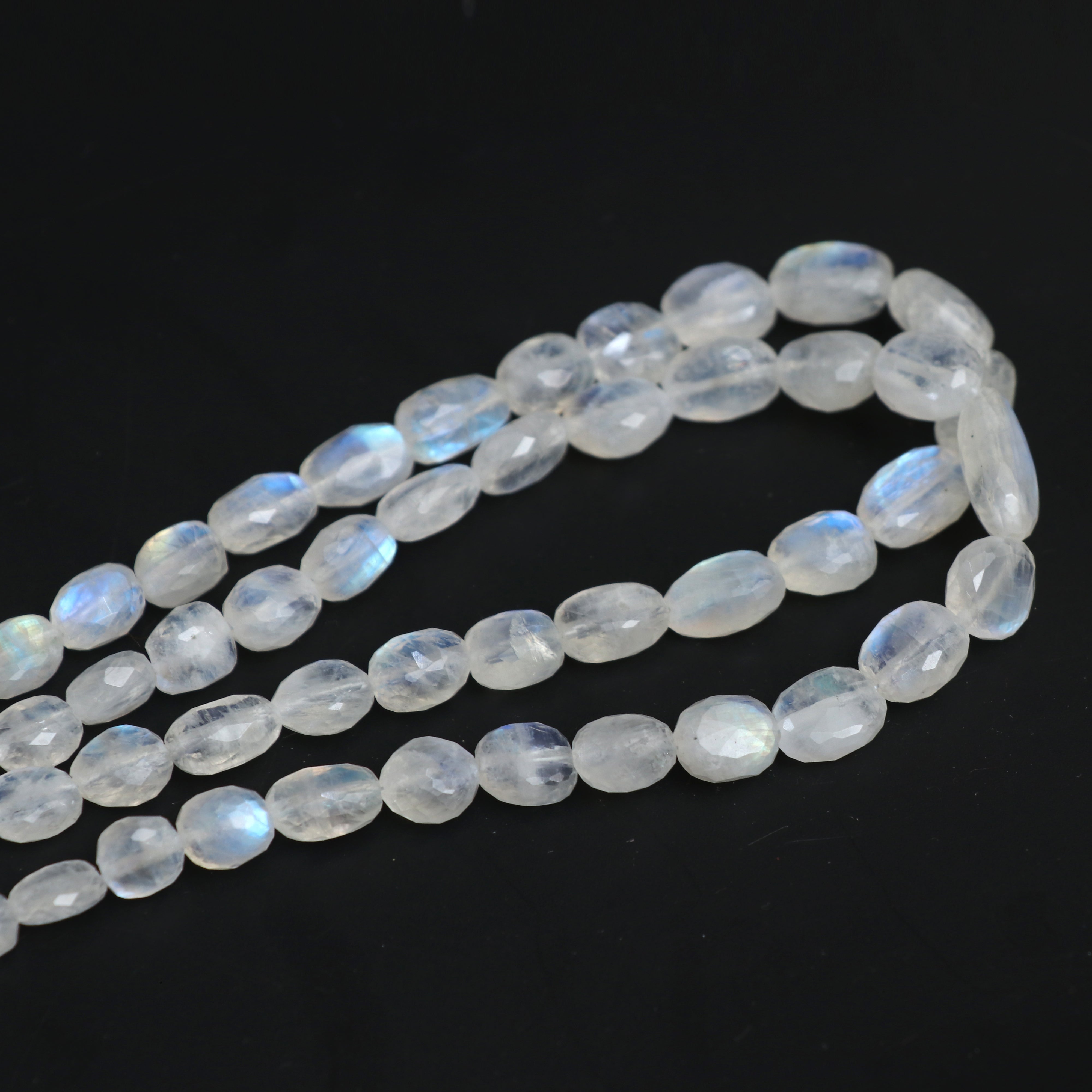 Rainbow Moonstone Faceted Tumble Beads, 5x6mm To 8x14mm, Moonstone