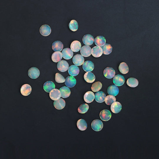 Ethiopian Opal Faceted Round Loose Gemstone, 7 mm, Ethiopian Opal Jewelry Making Gemstone, Set of 38 pieces