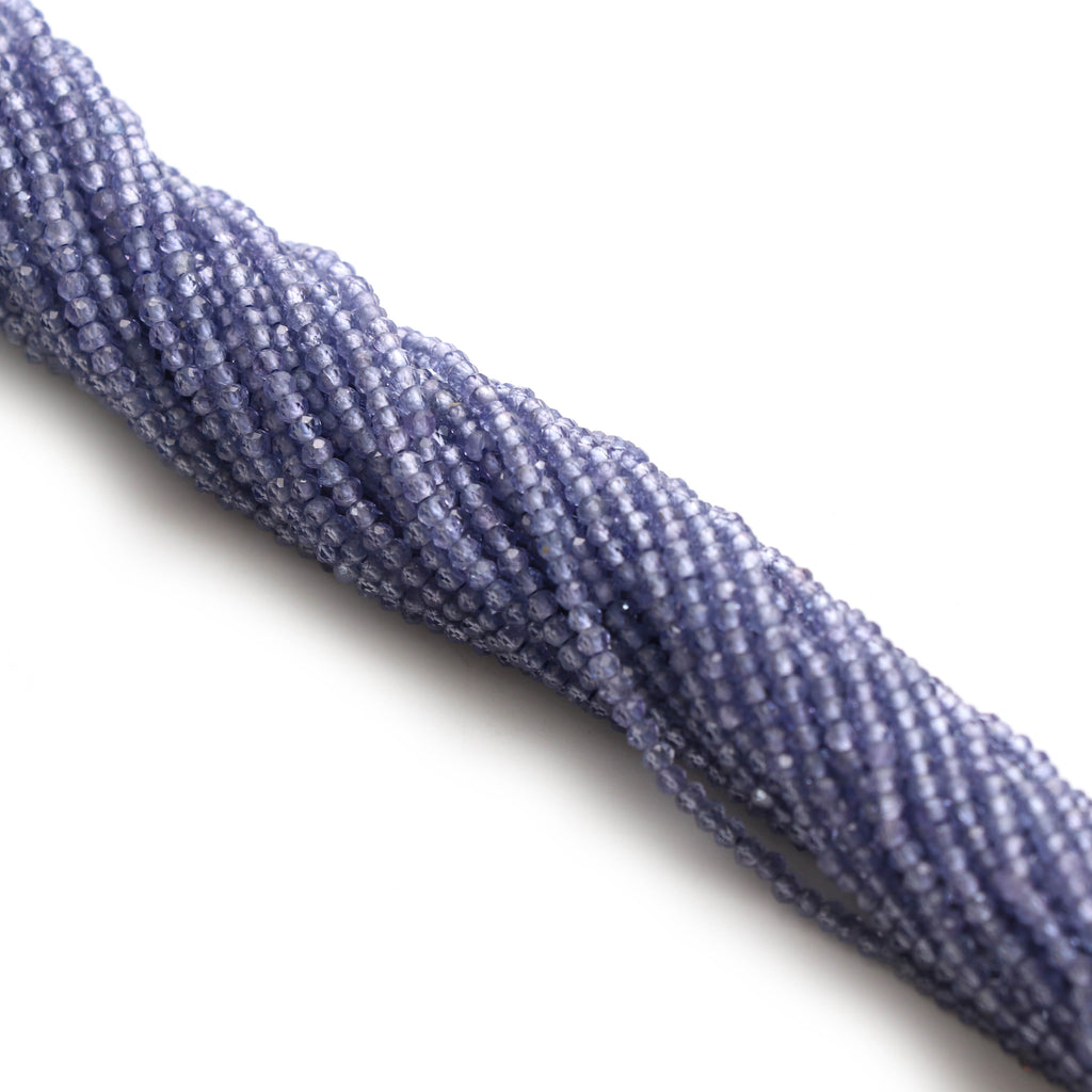 Natural Tanzanite Micro Faceted Rondelle Beads, 2 mm, Tanzanite Micro Beads, Tanzanite Jewelry, 13 Inch Full Strand, Price Per Strand - National Facets, Gemstone Manufacturer, Natural Gemstones, Gemstone Beads