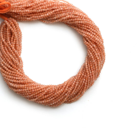 Natural Sunstone Micro Faceted Rondelle Beads, Sunstone Micro Beads, 2.5 mm, Sunstone Jewelry, 13 Inch, Set Of 5 Pieces