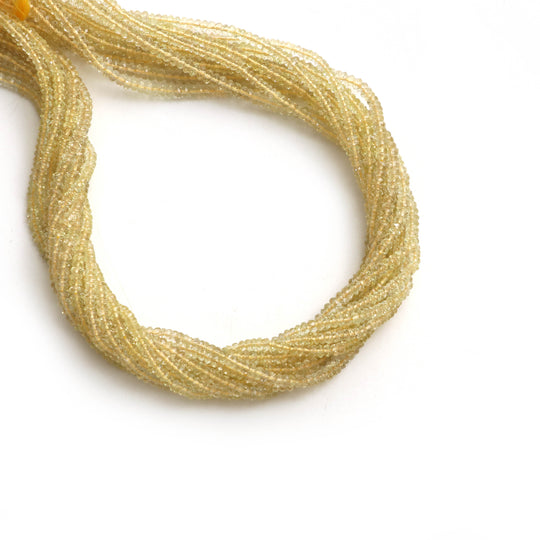Lemon Aquamarine Micro Faceted Rondelle Beads, 3 mm, Aquamarine Jewelry Making Beads, 14 Inch, Price Per Strand