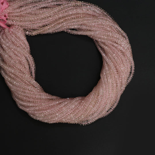 Morganite Faceted Rondelle Beads, 4 mm, Morganite Jewelry Making Beads, 14 Inch Full Strand, Price Per Strand