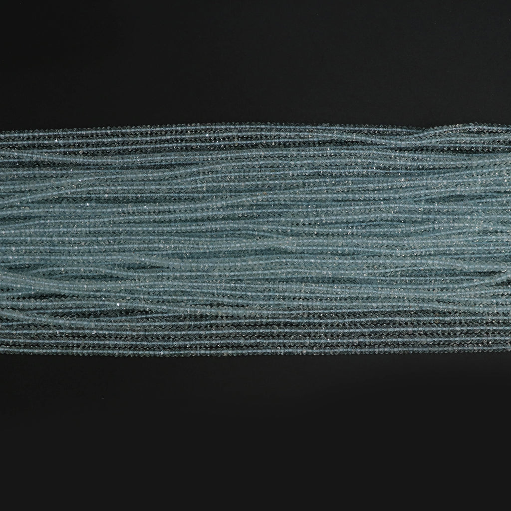 Aquamarine Micro Faceted Rondelle Beads, 3.5 mm, Aquamarine Micro Beads, Aquamarine Jewelry, 14 Inch, Price Per Strand - National Facets, Gemstone Manufacturer, Natural Gemstones, Gemstone Beads