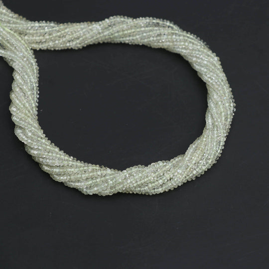 Light Green Aquamarine Micro Faceted Rondelle Beads, 3 mm, Green Barrel Jewelry Making Beads, 14 Inch, Price Per Strand
