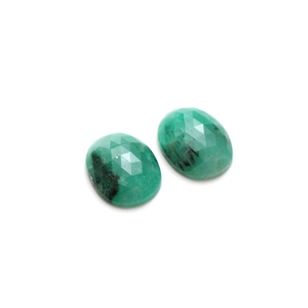 Natural Emerald Faceted Oval Loose Gemstone, 12.5x16.5 mm, Emerald Jewelry Handmade Gift for Women, Pair ( 2 Pieces ) - National Facets, Gemstone Manufacturer, Natural Gemstones, Gemstone Beads