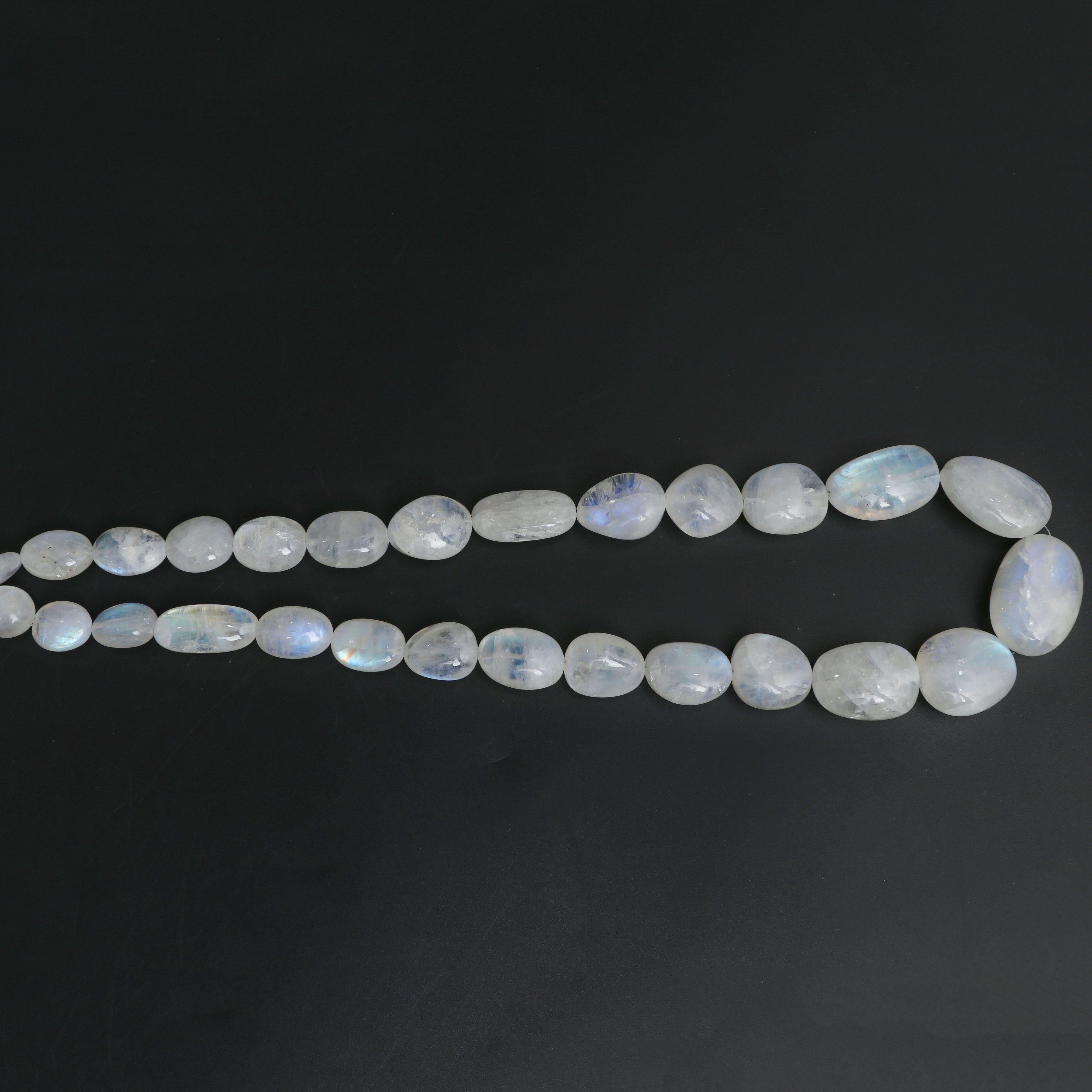 Natural Rainbow Moonstone Smooth Tumble Beads, 15x20 mm to 20x36 mm,  Rainbow Moonstone Beads, 18 Inches Full Strand, Price Per Strand