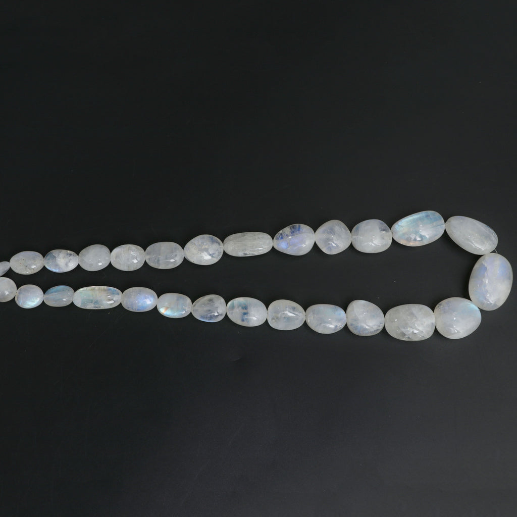 Natural Rainbow Moonstone Smooth Tumble Beads, 11x13 mm to 19x21 mm, Rainbow Moonstone Beads, 18 Inches Full Strand, Price Per Strand - National Facets, Gemstone Manufacturer, Natural Gemstones, Gemstone Beads