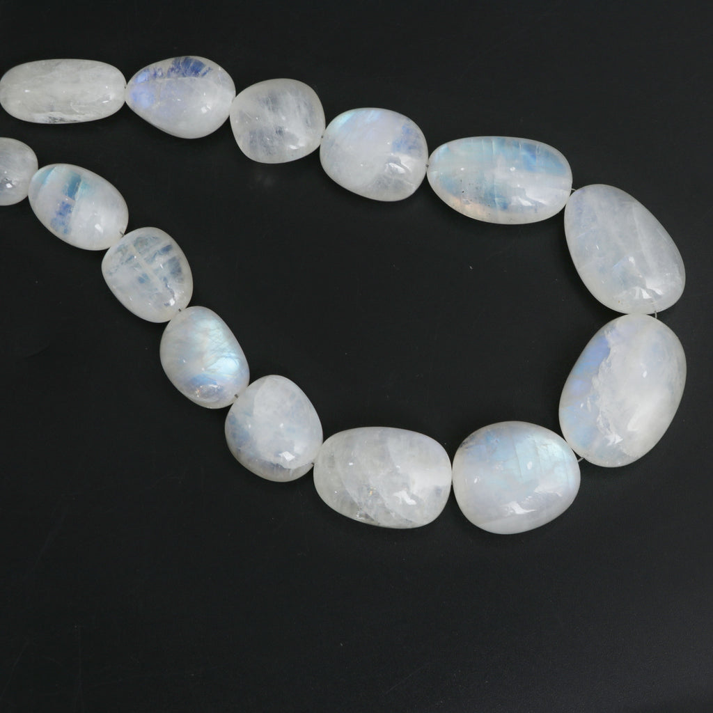 Natural Rainbow Moonstone Smooth Tumble Beads, 11x13 mm to 19x21 mm, Rainbow Moonstone Beads, 18 Inches Full Strand, Price Per Strand - National Facets, Gemstone Manufacturer, Natural Gemstones, Gemstone Beads