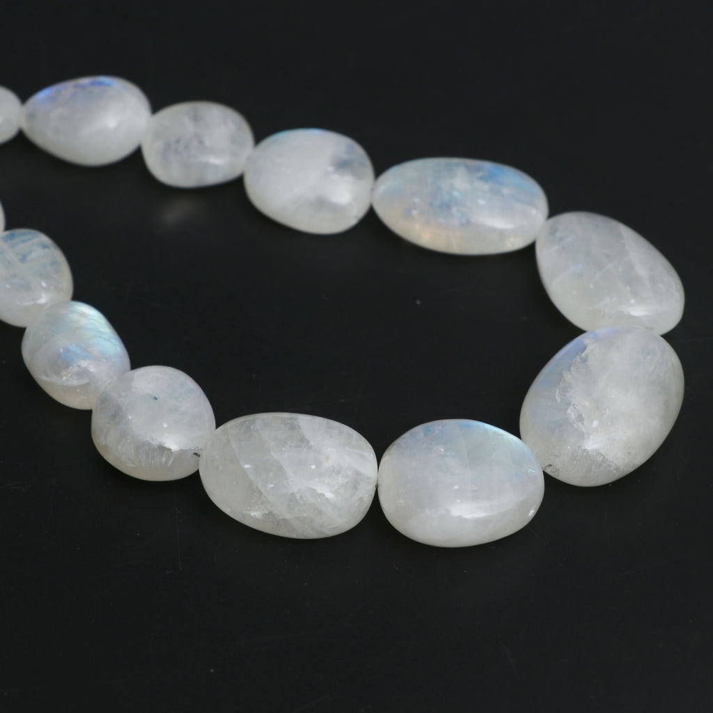 Natural Rainbow Moonstone Smooth Tumble Beads, 11x13 mm to 19x21 mm, Rainbow Moonstone Beads, 18 Inches Full Strand, Price Per Strand - National Facets, Gemstone Manufacturer, Natural Gemstones, Gemstone Beads