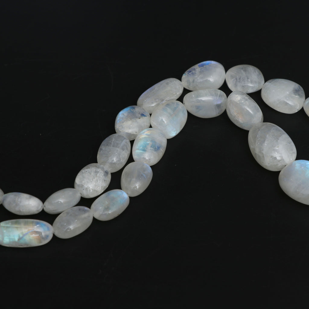 Natural Rainbow Moonstone Smooth Tumble Beads, 11x13 mm to 19x21 mm, Rainbow Moonstone Beads, 18 Inches Full Strand, Price Per Strand - National Facets, Gemstone Manufacturer, Natural Gemstones, Gemstone Beads