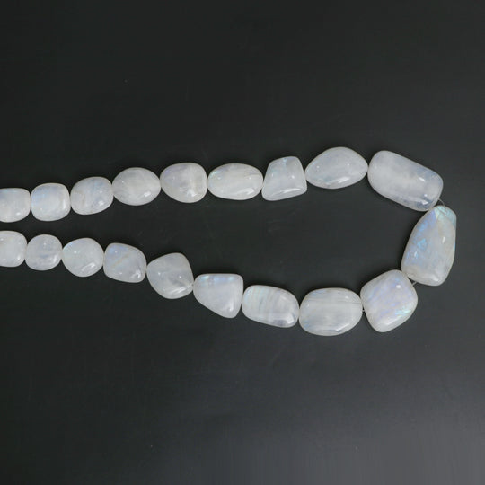 Natural Rainbow Moonstone Smooth Tumble Beads, 15x20 mm to 20x36 mm, Rainbow Moonstone Beads, 18 Inches Full Strand, Price Per Strand