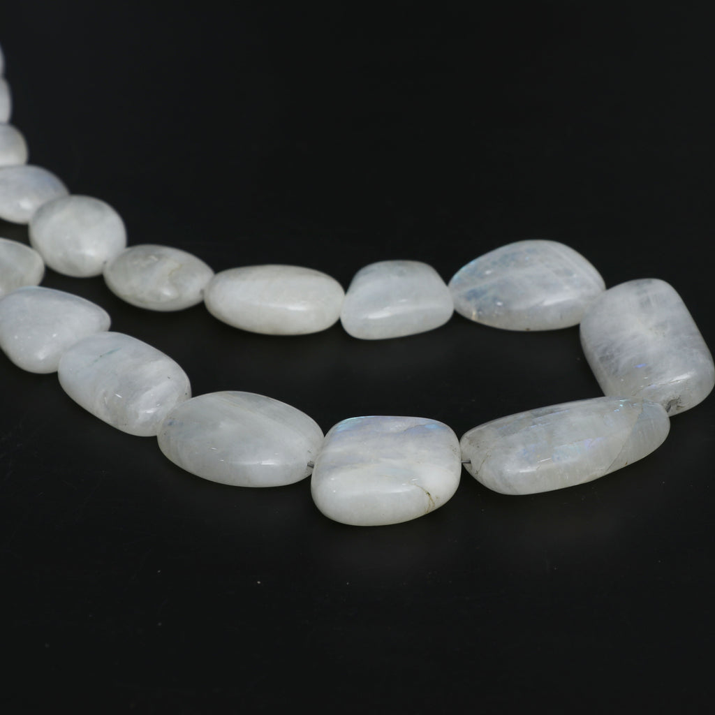 Natural Rainbow Moonstone Smooth Tumble Beads, 15x20 mm to 20x36 mm, Rainbow Moonstone Beads, 18 Inches Full Strand, Price Per Strand - National Facets, Gemstone Manufacturer, Natural Gemstones, Gemstone Beads