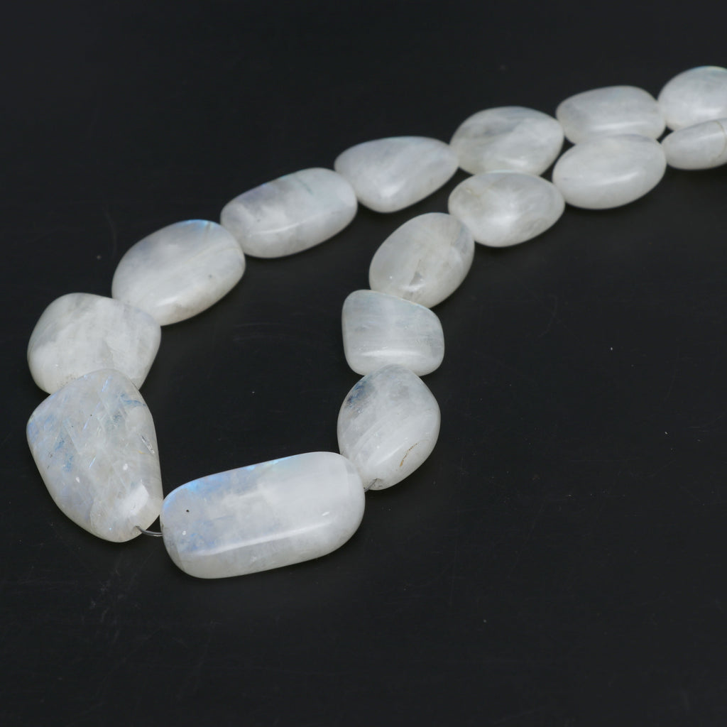Natural Rainbow Moonstone Smooth Tumble Beads, 15x20 mm to 20x36 mm, Rainbow Moonstone Beads, 18 Inches Full Strand, Price Per Strand - National Facets, Gemstone Manufacturer, Natural Gemstones, Gemstone Beads