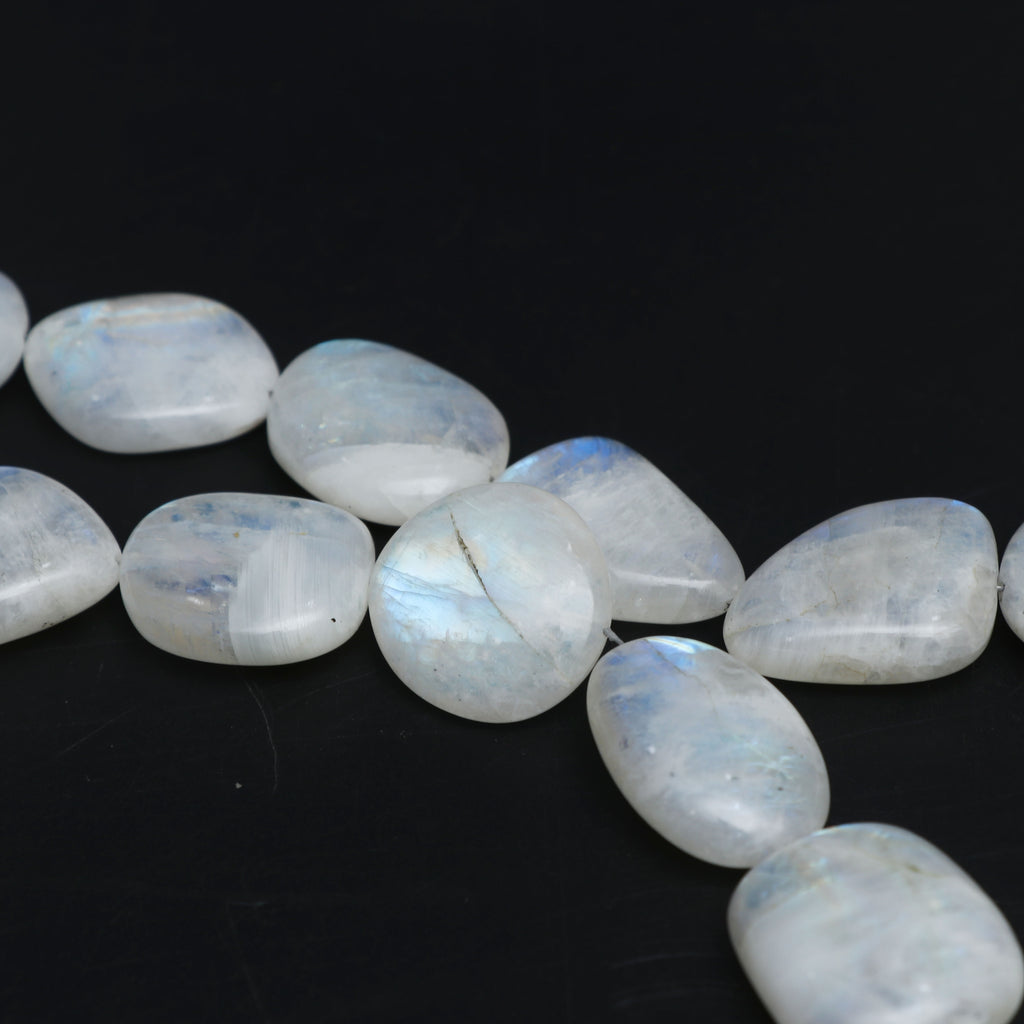 Natural Rainbow Moonstone Smooth Tumble Beads, 16x19 mm to 23x36 mm, Rainbow Moonstone Beads, 18 Inches Full Strand, Price Per Strand - National Facets, Gemstone Manufacturer, Natural Gemstones, Gemstone Beads