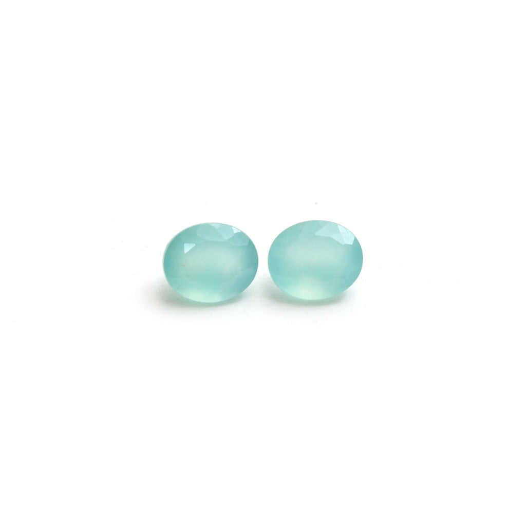 Natural Aquaprase Faceted Oval Loose Gemstone, 10x12 mm, Aquaprase Jewelry Handmade Gift for Women, Pair ( 2 Pieces ) - National Facets, Gemstone Manufacturer, Natural Gemstones, Gemstone Beads