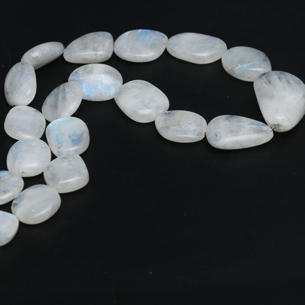 Natural Rainbow Moonstone Smooth Tumble Beads, 16x19 mm to 23x36 mm, Rainbow Moonstone Beads, 18 Inches Full Strand, Price Per Strand - National Facets, Gemstone Manufacturer, Natural Gemstones, Gemstone Beads