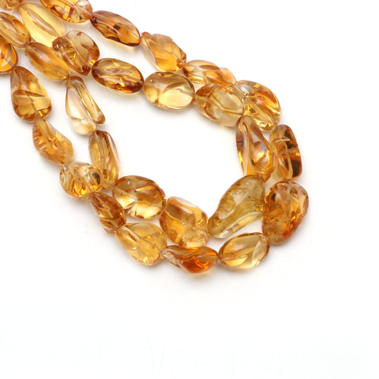 Natural Citrine Smooth Tumble Beads, 9.5x12 mm to 14x20 mm, Citrine Jewelry Making Beads, 18 Inches Full Strand, Price Per Strand