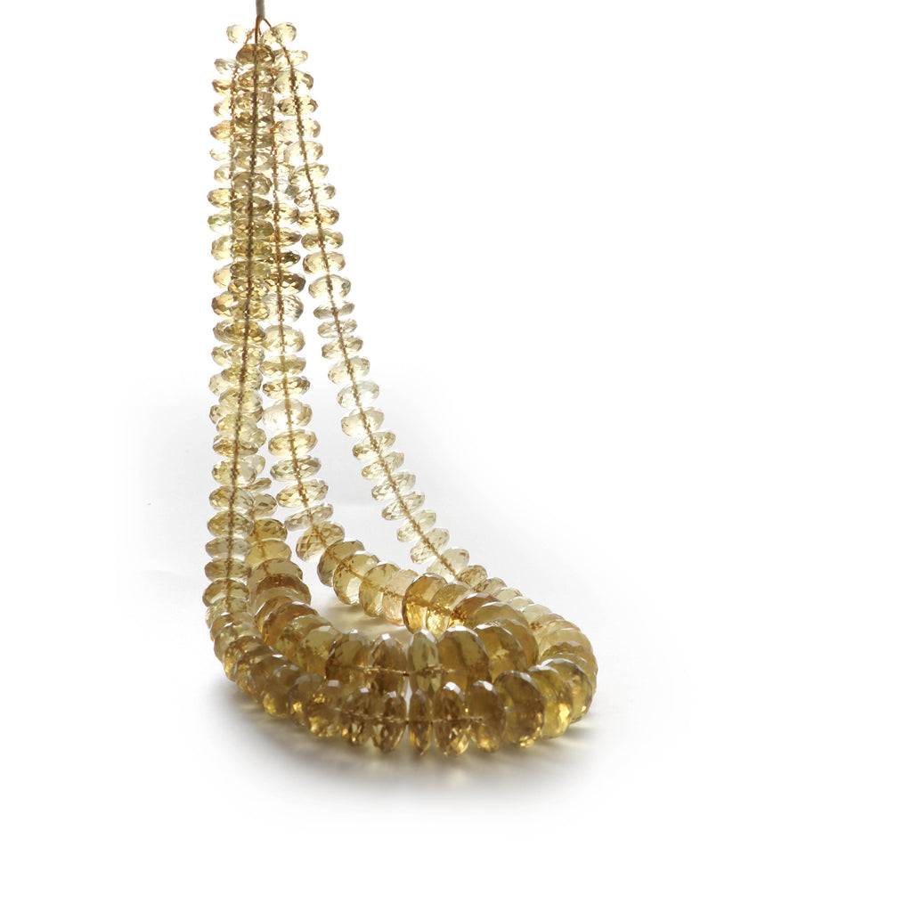Natural Olive Quartz Faceted Rondelle Beads, 8 mm to 19 mm, 16 Inches Full Strand, Price Per Strand - National Facets, Gemstone Manufacturer, Natural Gemstones, Gemstone Beads