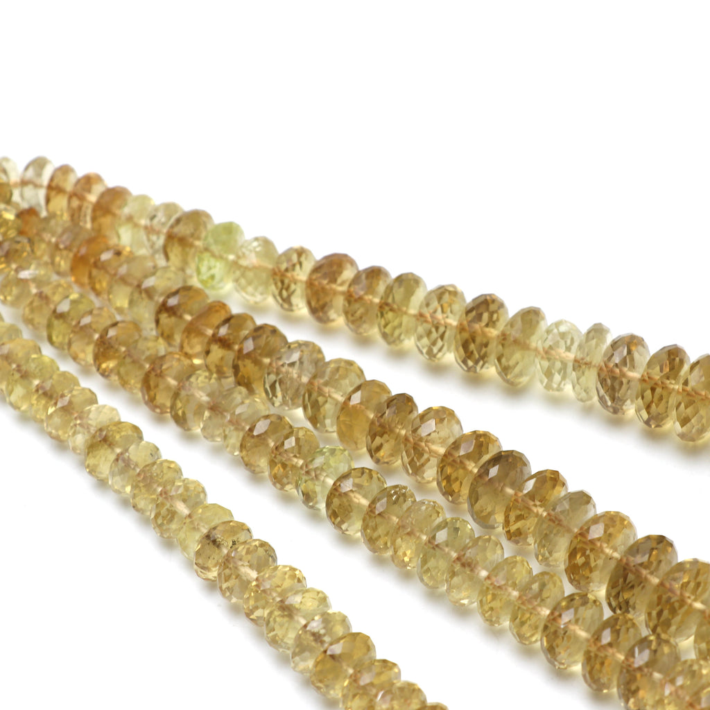 Natural Olive Quartz Faceted Rondelle Beads, 8 mm to 19 mm, 16 Inches Full Strand, Price Per Strand - National Facets, Gemstone Manufacturer, Natural Gemstones, Gemstone Beads