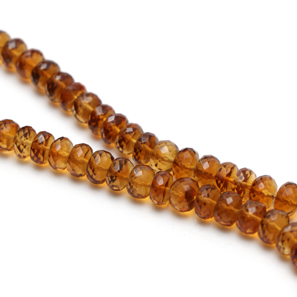 Natural Citrine Faceted Rondelle Beads, 7 mm to 11 mm, Citrine Rondelle Beads, 16 Inches Full Strand, Price Per Strand - National Facets, Gemstone Manufacturer, Natural Gemstones, Gemstone Beads