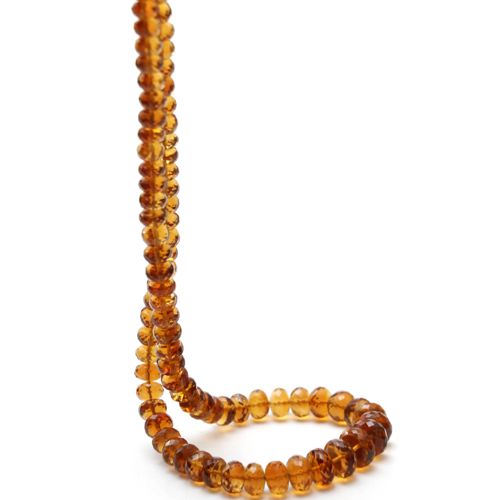 Natural Citrine Faceted Rondelle Beads, 7 mm to 11 mm, Citrine Rondelle Beads, 16 Inches Full Strand, Price Per Strand - National Facets, Gemstone Manufacturer, Natural Gemstones, Gemstone Beads
