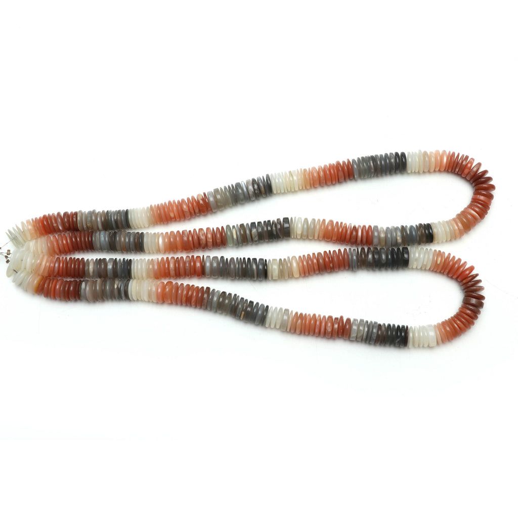 Multi Moonstone Smooth Tyre Beads, 10 mm to 10.5 mm, Multi Moonstone Gemstone, 18 Inches Full Strand, Price Per Strand - National Facets, Gemstone Manufacturer, Natural Gemstones, Gemstone Beads