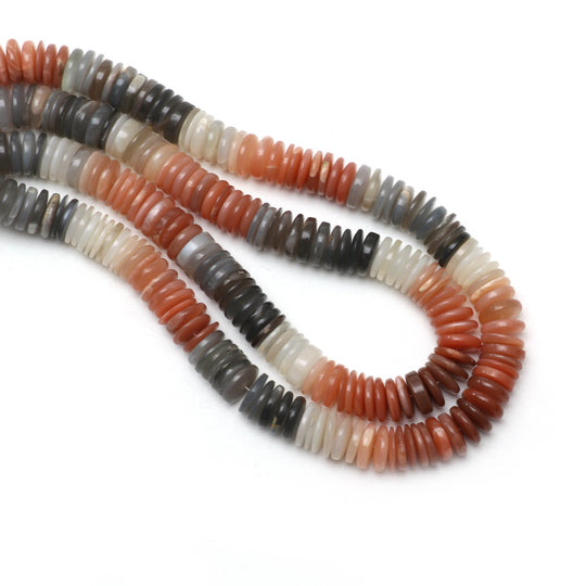 Multi Moonstone Smooth Tyre Beads, 10 mm to 10.5 mm, Multi Moonstone Jewelry Making Beads, 18 Inches Full Strand, Price Per Strand