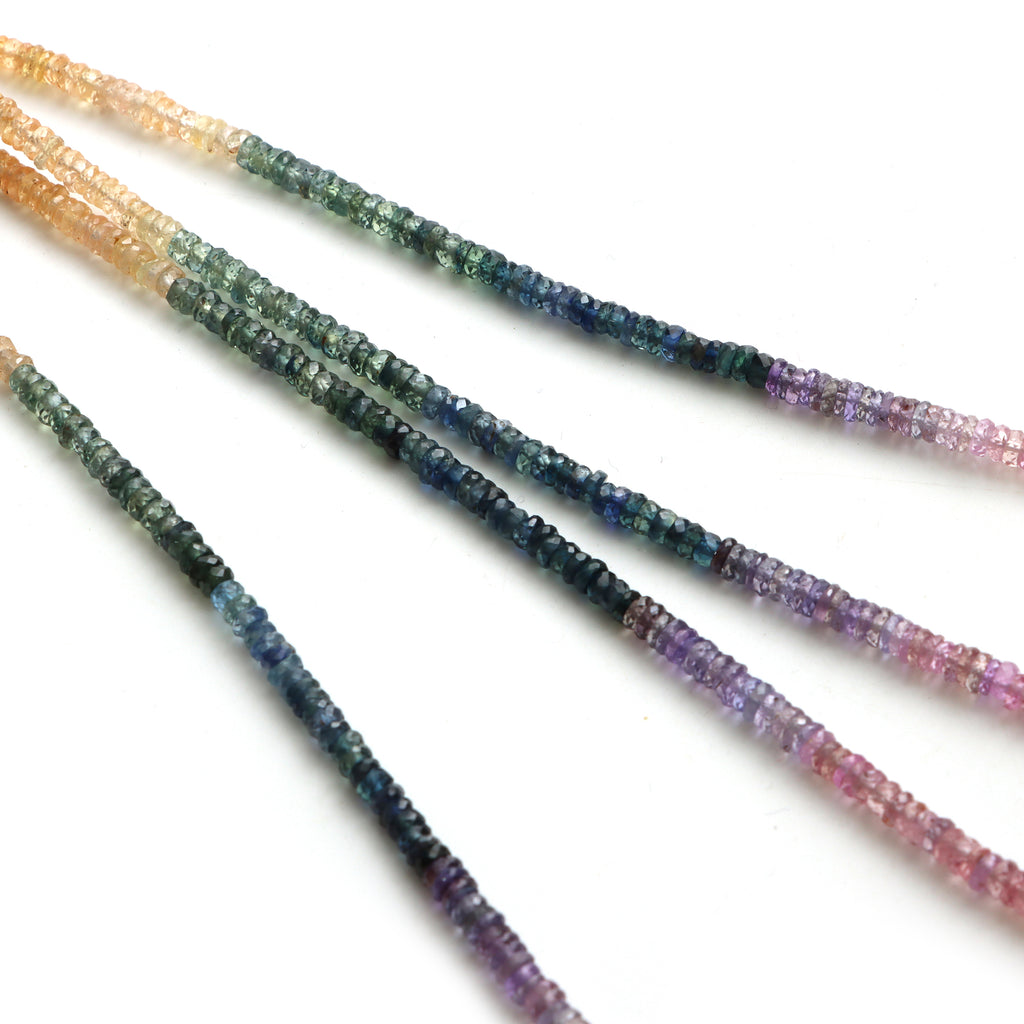 Multi Sapphire Faceted Tyre Beads