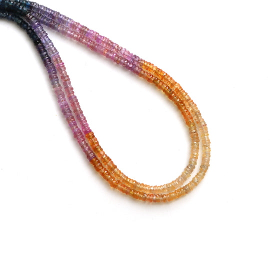 Multi Sapphire Faceted Tyre Beads, 3.5 mm, Multi Sapphire Tyre Jewelry Making Beads, 18 Inches Full Strand, Price Per Strand