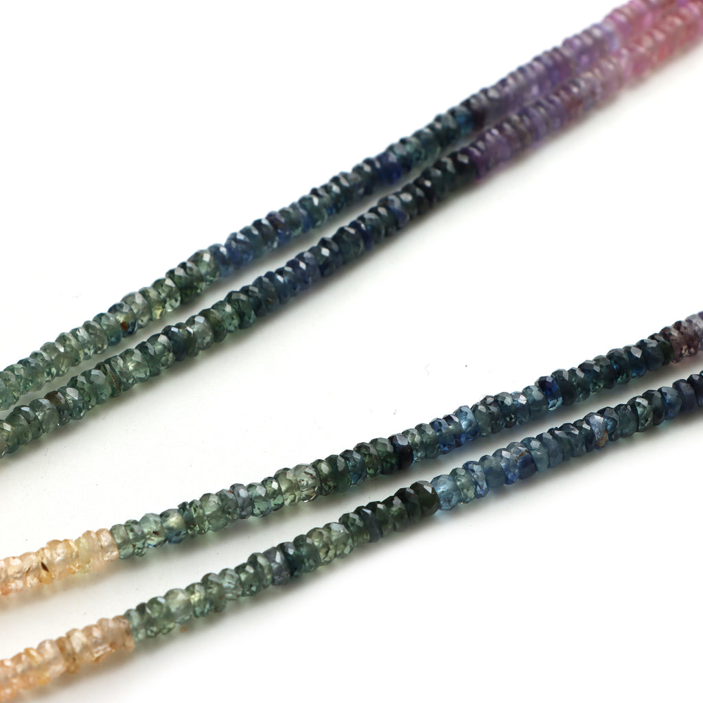 Multi Sapphire Faceted Tyre Beads