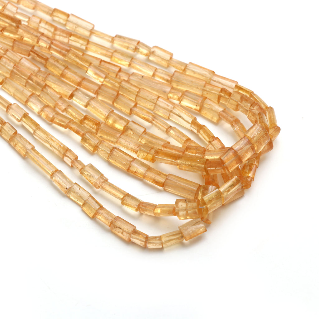 Imperial Topaz Smooth Cylinder Beads, 4.5x7 mm to 7x9 mm, Handmade Gift for Women, 18 Inches Full Strand, Price Per Strand - National Facets, Gemstone Manufacturer, Natural Gemstones, Gemstone Beads