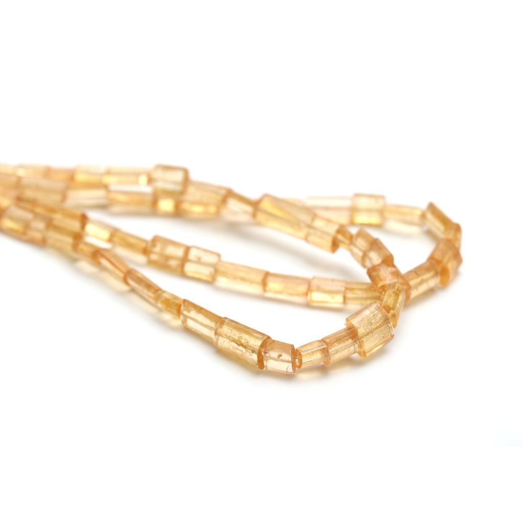Imperial Topaz Smooth Cylinder Beads, 4.5x7 mm to 7x9 mm, Handmade Gift for Women, 18 Inches Full Strand, Price Per Strand - National Facets, Gemstone Manufacturer, Natural Gemstones, Gemstone Beads