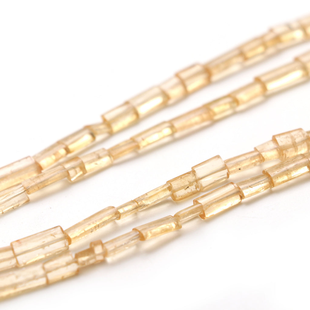 Imperial Topaz Smooth Cylinder Beads, 4x8.5 mm to 6x12 mm, Handmade Gift for Women, 18 Inches Full Strand, Price Per Strand - National Facets, Gemstone Manufacturer, Natural Gemstones, Gemstone Beads