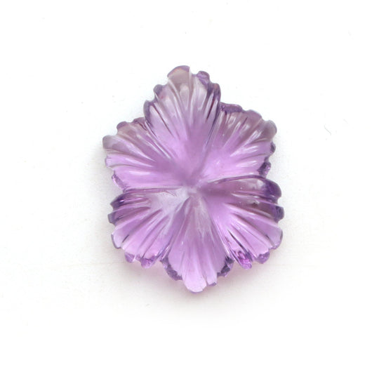 Natural Amethyst Flower Carving Loose Gemstone, 13x17mm, 1 Piece