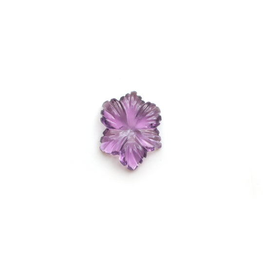 Natural Amethyst Flower Carving Loose Gemstone, 15x20mm, 1 Piece