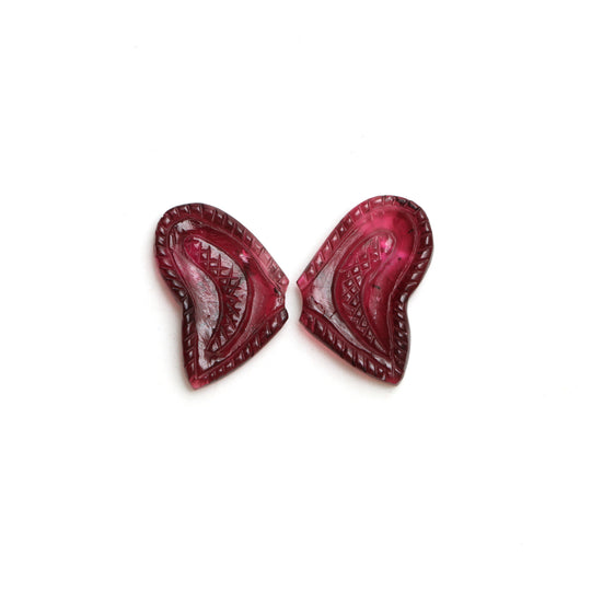 Natural Tourmaline Wings Carving Loose Gemstone, 15x20 mm, Tourmaline Jewelry Making Gemstone, Pair ( 2 Pieces )