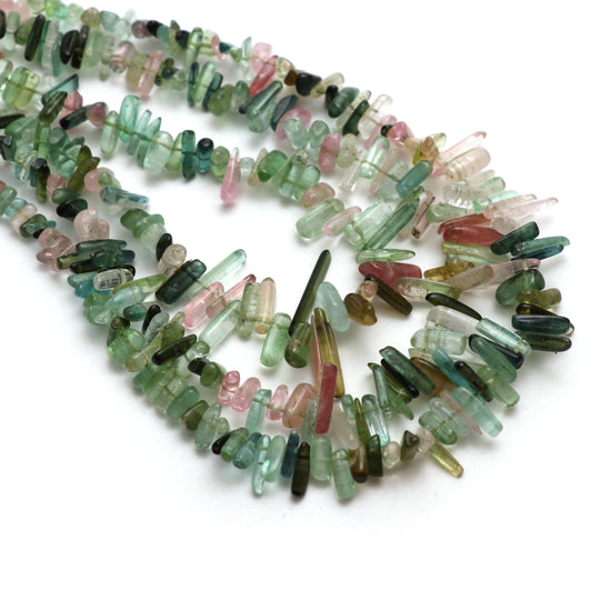 Multi Tourmaline Smooth Chips Beads, 2x4 mm to 3x13 mm, Tourmaline Jewelry Making Beads, 18 Inch Strand, Price Per Strand