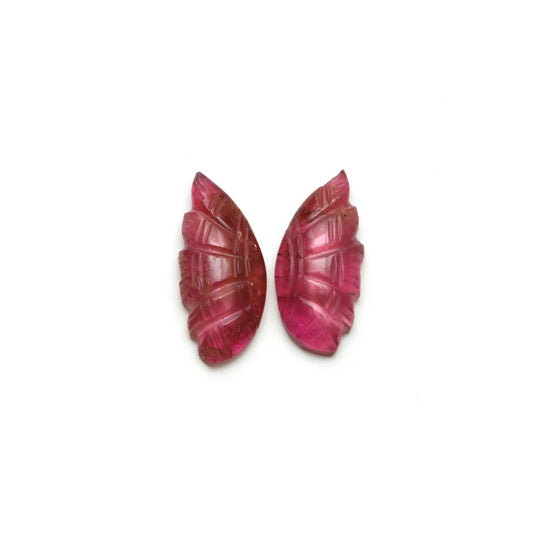 Natural Tourmaline Wings Carving Loose Gemstone, 10x23 mm, Tourmaline Jewelry Making Gemstone, Pair ( 2 Pieces )