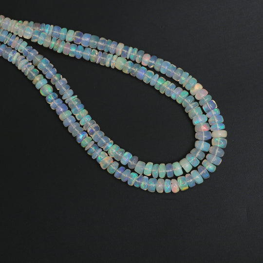 Ethiopian Opal Smooth Rondelle Beads, 3.5 mm to 6 mm, Opal Jewelry Making Beads, 18 Inches Full Strand, Price Per Strand