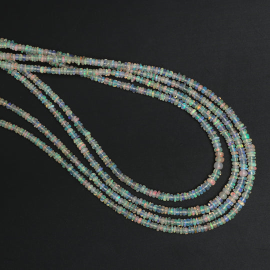 Ethiopian Opal Smooth Rondelle Beads, 2 mm to 3.5 mm, Opal Jewelry Making Beads, 19 Inches Full Strand, Price Per Strand